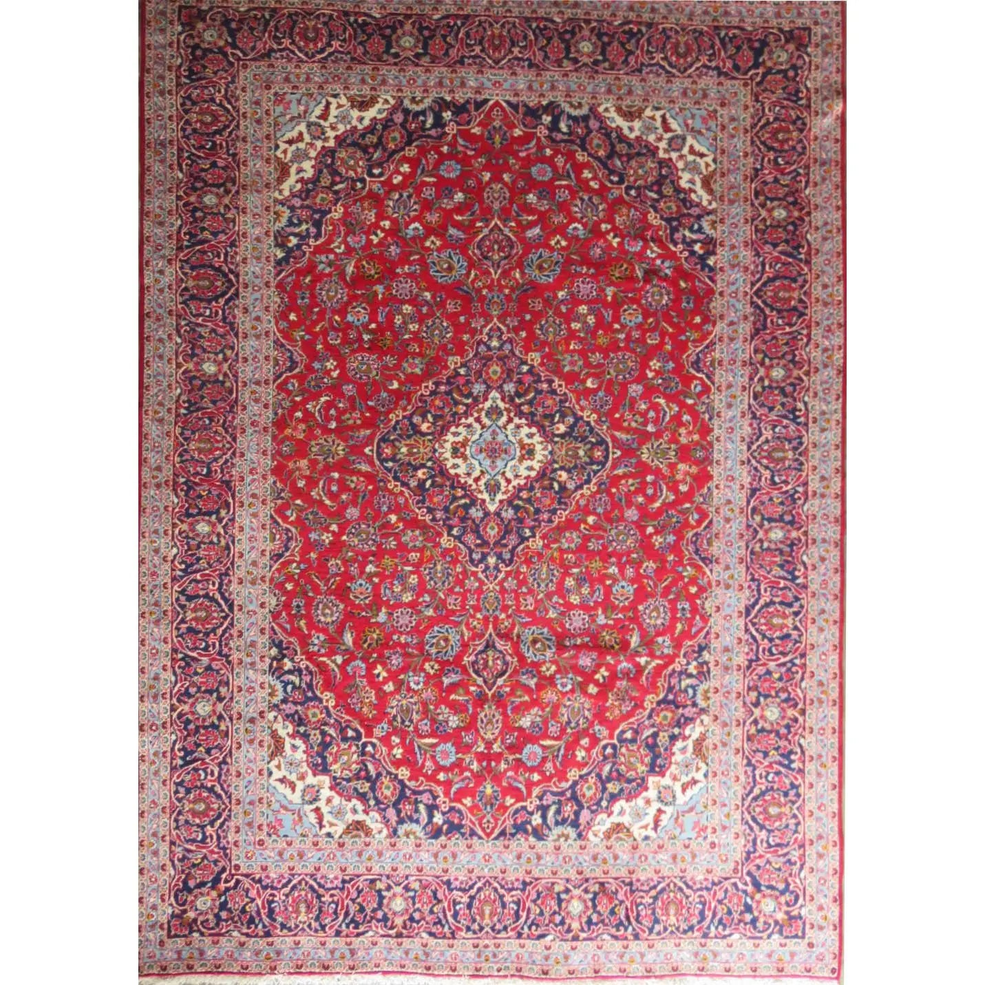 One Of The Kind Hand-Knotted Persian Wool Rug _ Luxurious Vintage Design, 13'3" x 9'4", Artisan Crafted